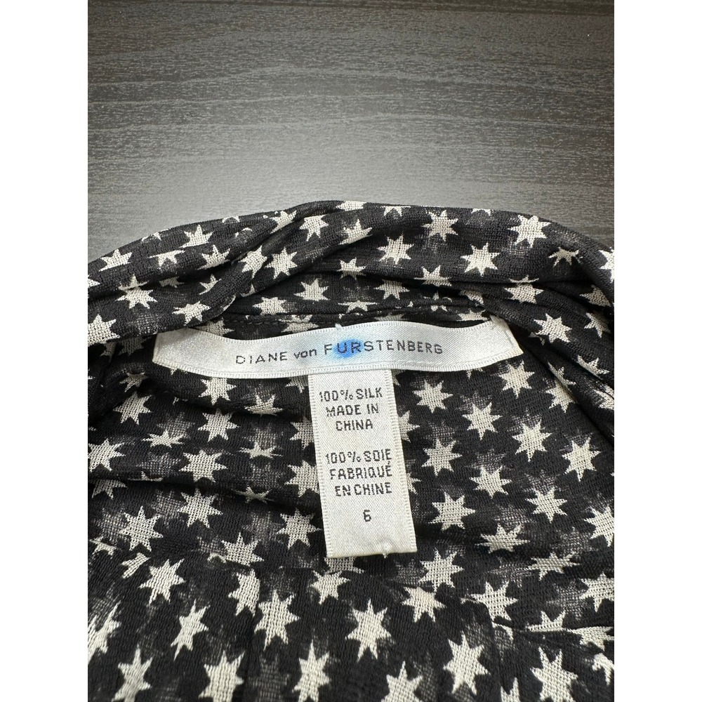 Diane von Furstenberg 100% Silk Anais Halter Dress Women 6 Sm Black Star Print - Picture 4 of 6
